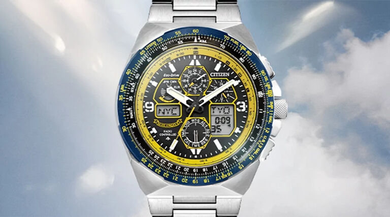 Shop Men's Blue Angels watches. Banner image featuring model JY8125-54L.