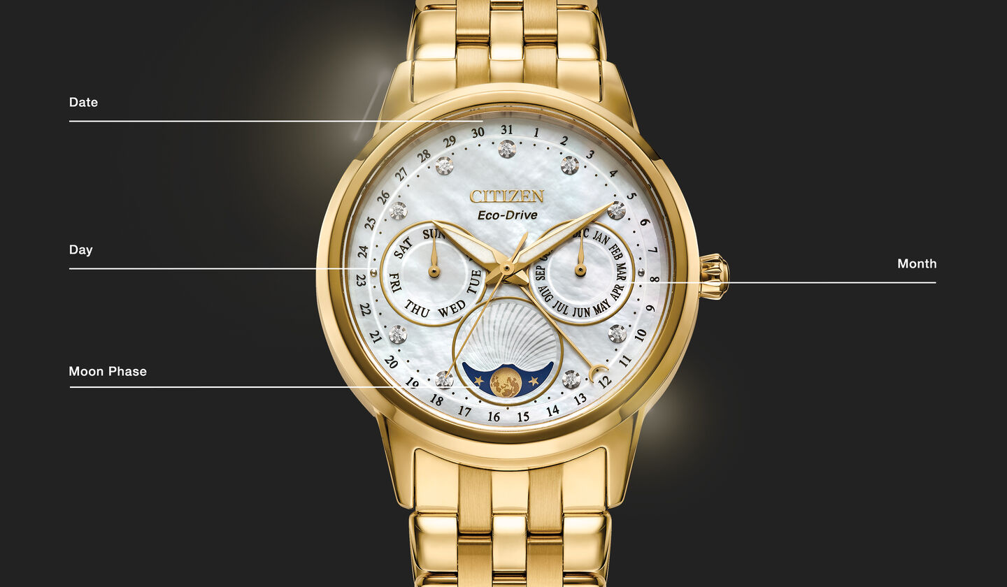 Watch diagram showing features of Women's Calendrier model FD0002-57D Watch diagram showing features of Women's Calendrier model FD0002-57D