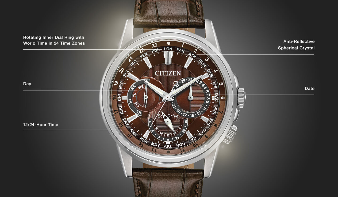 Watch diagram showing features of Men's Calendrier model BU2020-29X Watch diagram showing features of Men's Calendrier model BU2020-29X