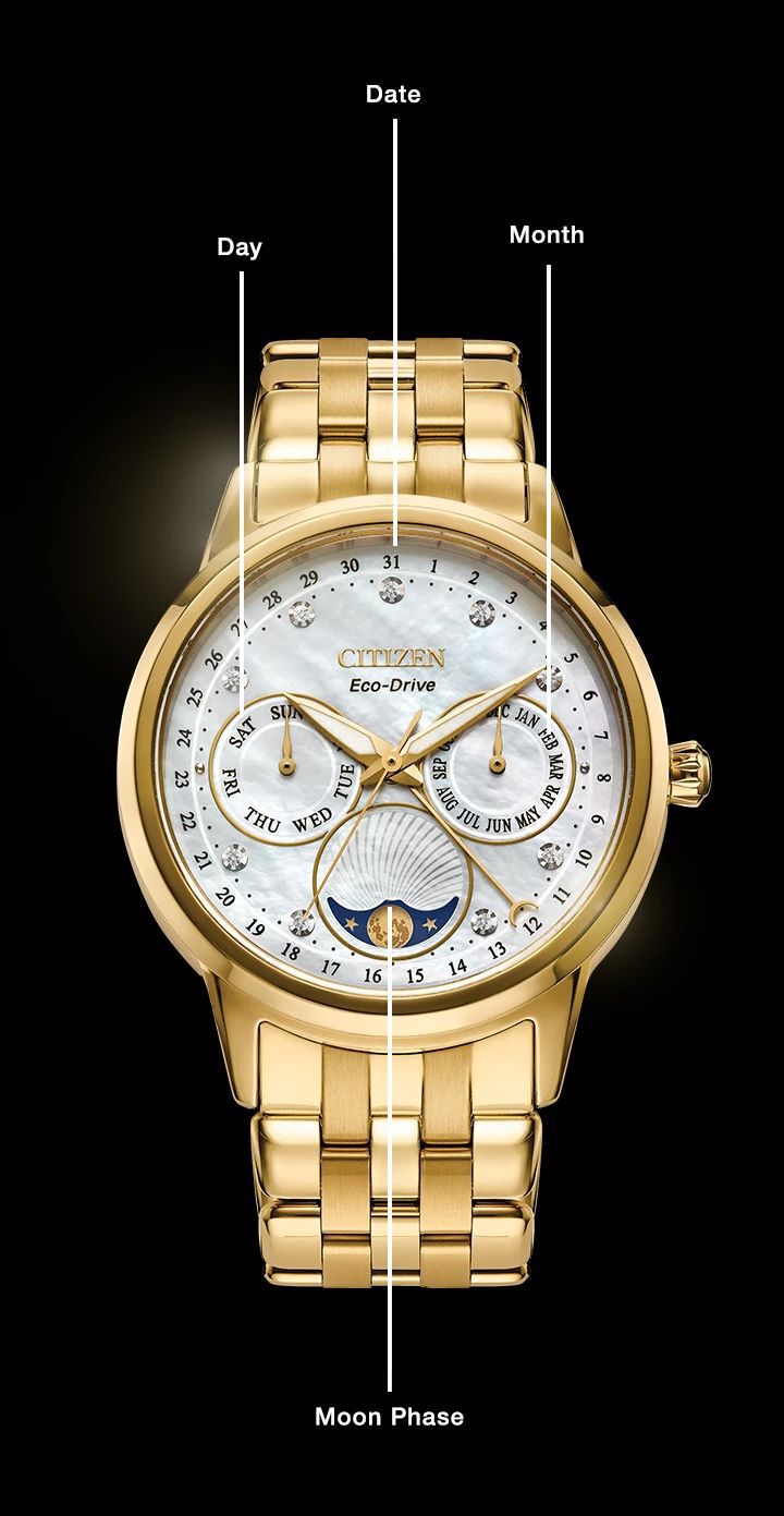 Watch diagram showing features of Women's Calendrier model FD0002-57D Watch diagram showing features of Women's Calendrier model FD0002-57D
