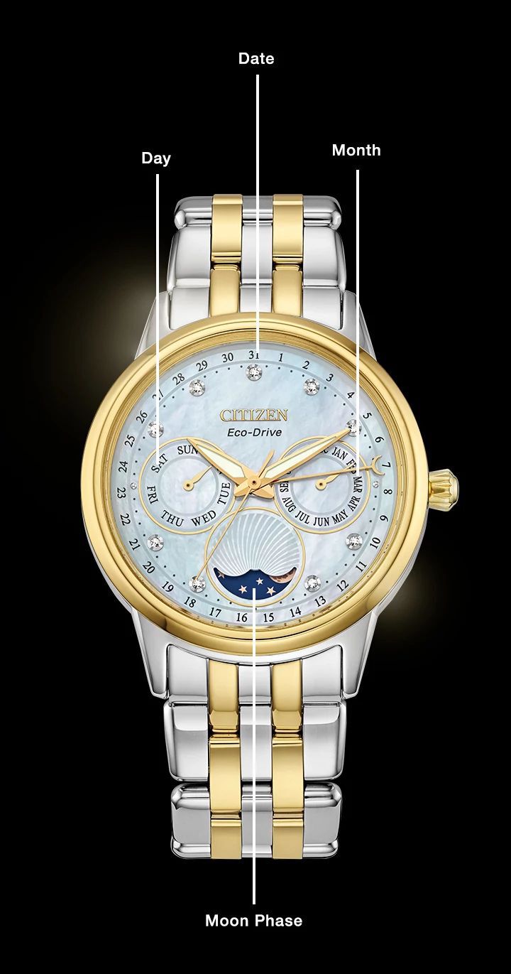 Watch diagram showing features of Women's Calendrier model FD0004-51D Watch diagram showing features of Women's Calendrier model FD0004-51D