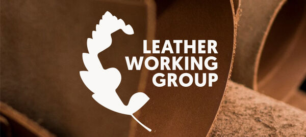 Leather Working Group logo on a background image of leather Leather Working Group logo on a background image of leather
