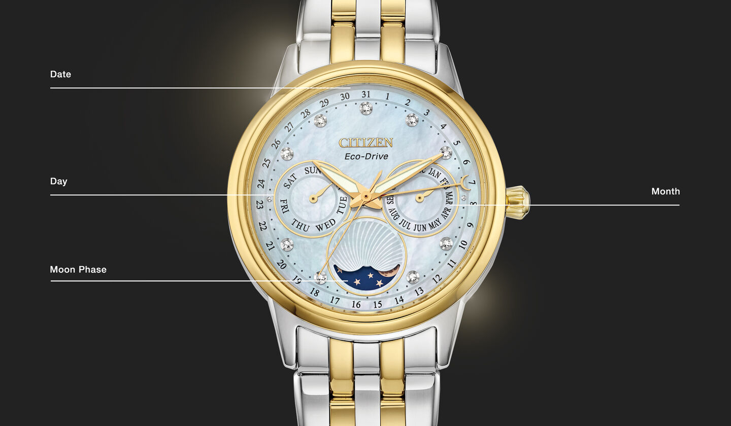 Watch diagram showing features of Women's Calendrier model FD0004-51D Watch diagram showing features of Women's Calendrier model FD0004-51D