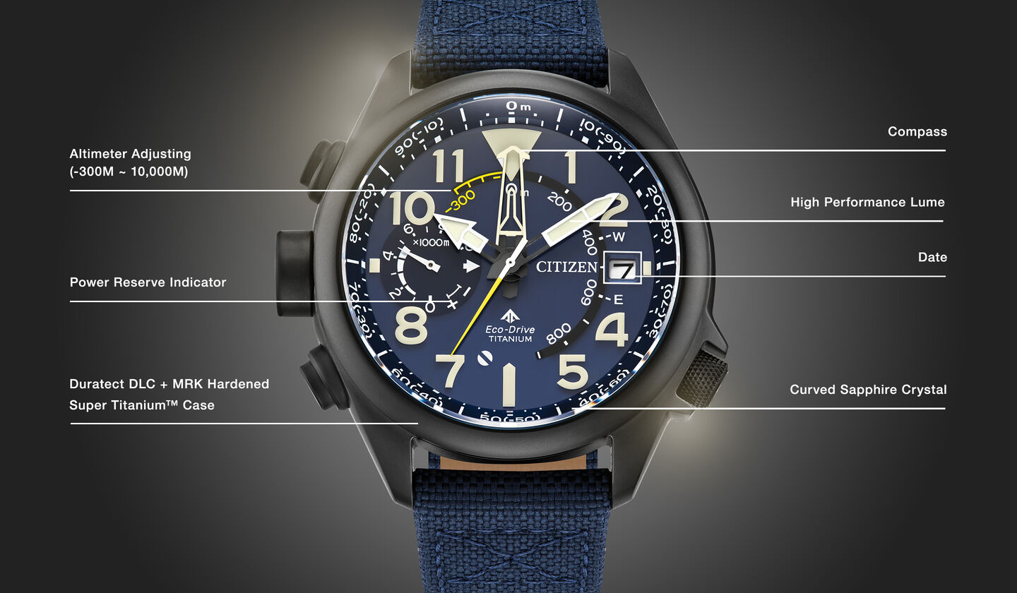 Watch diagram showing features of Promaster Altichron model BN4065-07L Watch diagram showing features of Promaster Altichron model BN4065-07L