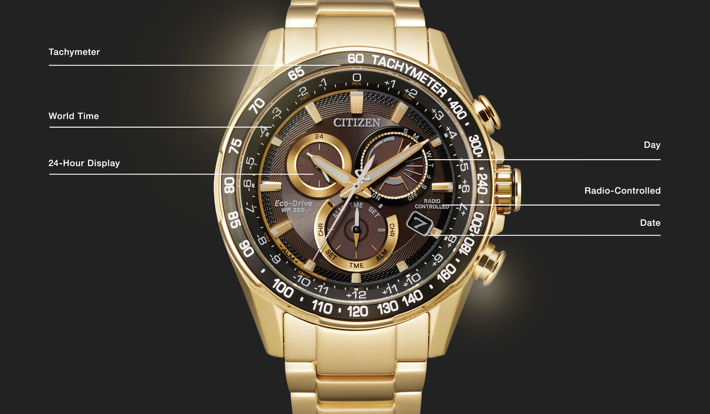 Watch diagram showing features of Men's PCAT model CB5912-50E Watch diagram showing features of Men's PCAT model CB5912-50E