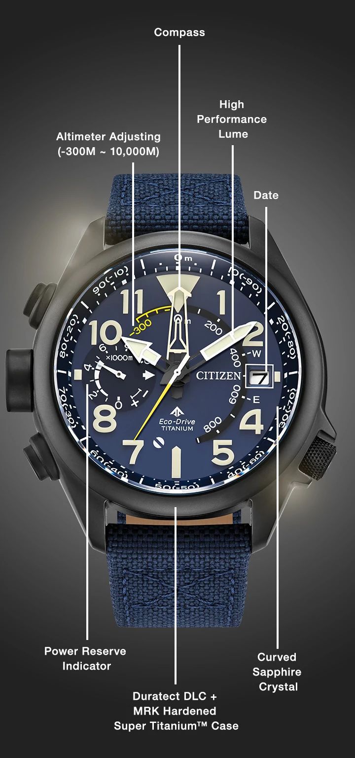 Watch diagram showing features of Promaster Altichron model BN4065-07L Watch diagram showing features of Promaster Altichron model BN4065-07L