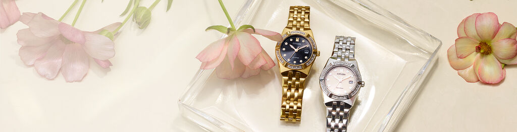 Image featuring two Corso Diamond watches in a tray. Featuring watch models EW2710-51X and EW2712-55E