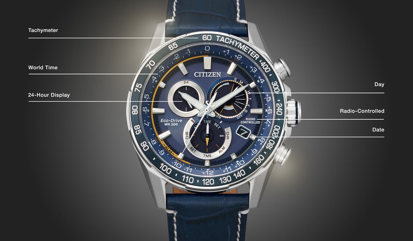 Watch diagram showing features of Men's PCAT model CB5918-02L Watch diagram showing features of Men's PCAT model CB5918-02L