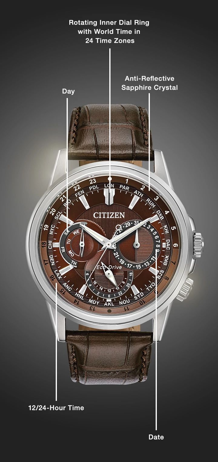 Watch diagram showing features of Men's Calendrier model BU2020-29X Watch diagram showing features of Men's Calendrier model BU2020-29X
