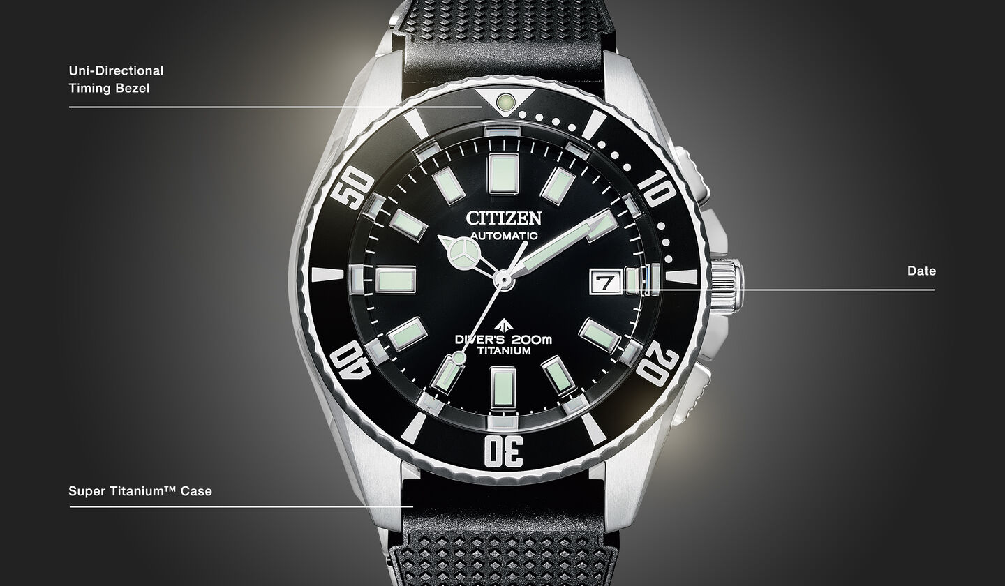Watch diagram showing features of Men's Promaster Fujitsubo model NB6021-17E Watch diagram showing features of Men's Promaster Fujitsubo model NB6021-17E
