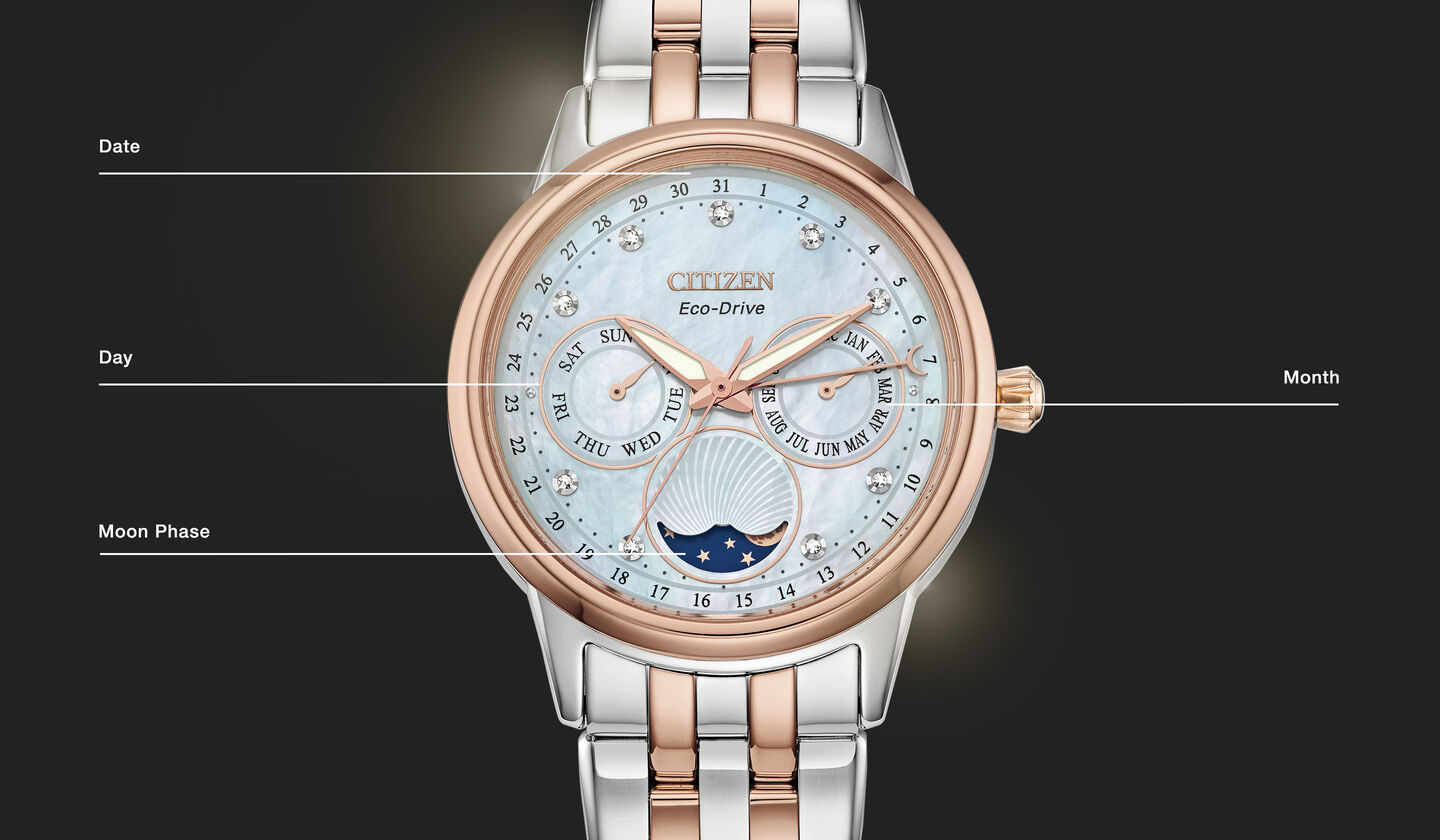 Watch diagram showing features of Women's Calendrier model FD0006-56D Watch diagram showing features of Women's Calendrier model FD0006-56D